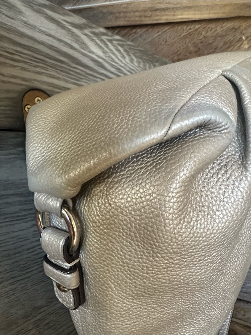 Coach Metallic Pewter Pebbled Leather Soho Duffel Convertible Bag F15064 - Picture 8 of 16